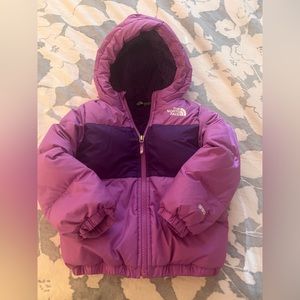 North Face Kids Moondoggy Purple puffy jacket